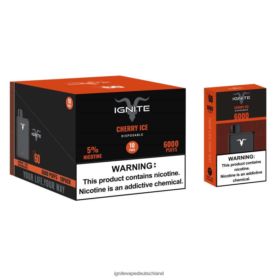 IGNITE V60 Vape Pen 10er-Pack Erdbeer-Apfel-Wassermelone Z6R8025 Ignite Vape For Sale