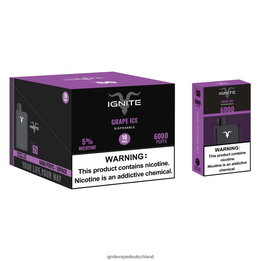 IGNITE V60 Vape Pen 10er-Pack Erdbeer-Apfel-Wassermelone Z6R8025 Ignite Vape For Sale