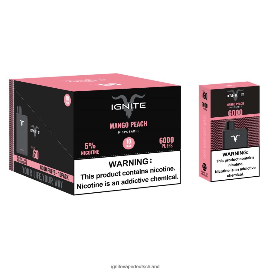 IGNITE V60 Vape Pen 10er-Pack Erdbeer-Apfel-Wassermelone Z6R8025 Ignite Vape For Sale