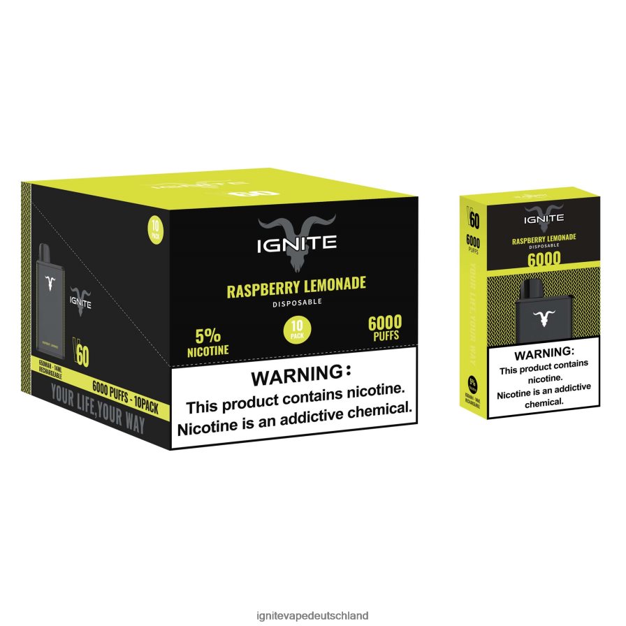IGNITE V60 Vape Pen 10er-Pack Erdbeer-Apfel-Wassermelone Z6R8025 Ignite Vape For Sale