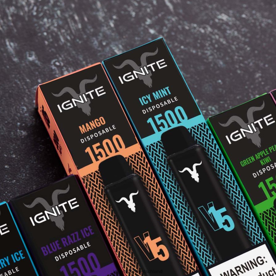 IGNITE V15 Vape Pen 10er-Pack grüner Apfel, Pfirsich, Kiwi Z6R80101 Ignite Vape Deutschland